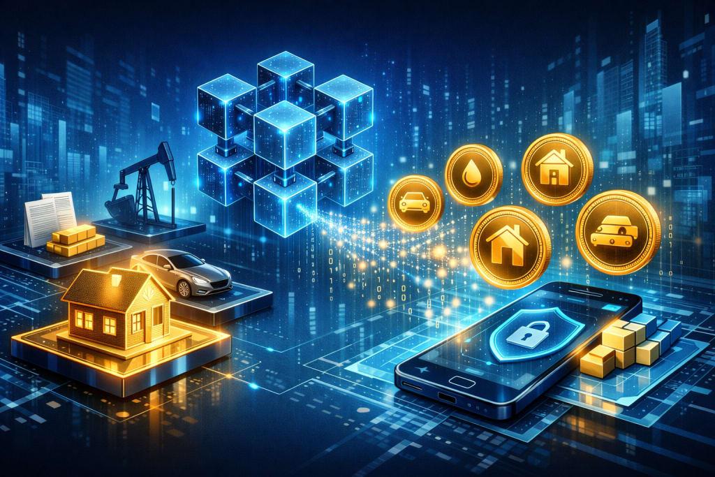 Real-world assets — property, vehicles, commodities and documents — linked to a blockchain and a secure mobile wallet